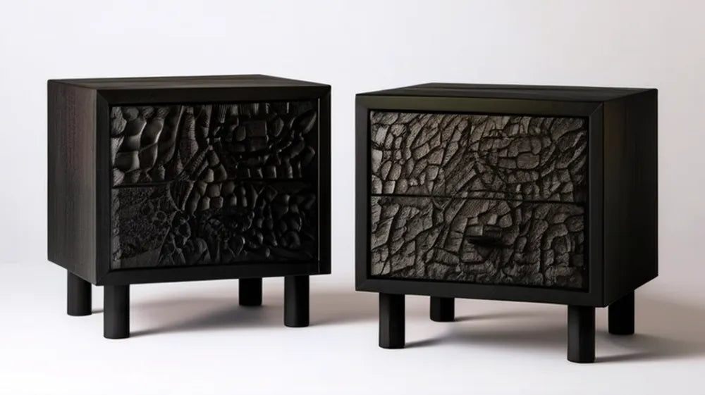 Zestaw 2 czarnych szafek nocnych z MDF, 45 × 40 × 55 cm