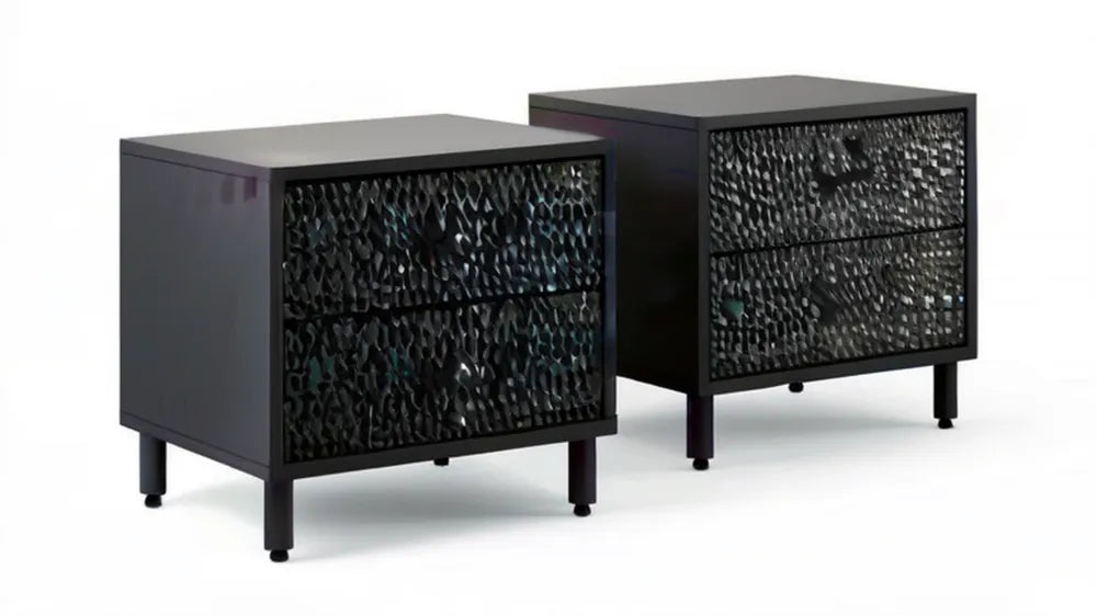 Zestaw 2 czarnych szafek nocnych MDF i stal 50 x 40 x 55 cm