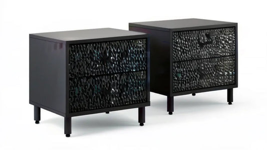 Zestaw 2 czarnych szafek nocnych MDF i stal 50 x 40 x 55 cm
