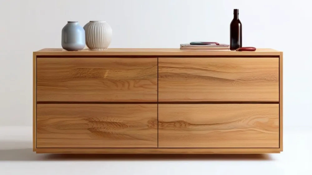 Komoda dębowa z 4 szufladami, naturalny dąb, 160 × 45 × 80 cm