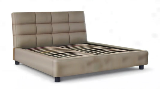 Łóżko tapicerowane z ekoskóry PU Taupe 160 x 200 cm