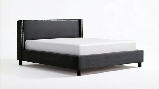 Czarne łóżko tapicerowane z ekoskóry PU 160 x 200 cm