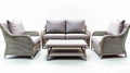4-częściowy zestaw wypoczynkowy z technorattanu PE, szary/jasnoszary, sofa 132 × 75 × 85 cm