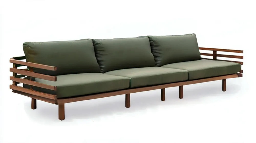 3-osobowa sofa ogrodowa z drewna akacjowego, zielono-brązowa, 210 x 75 x 78 cm