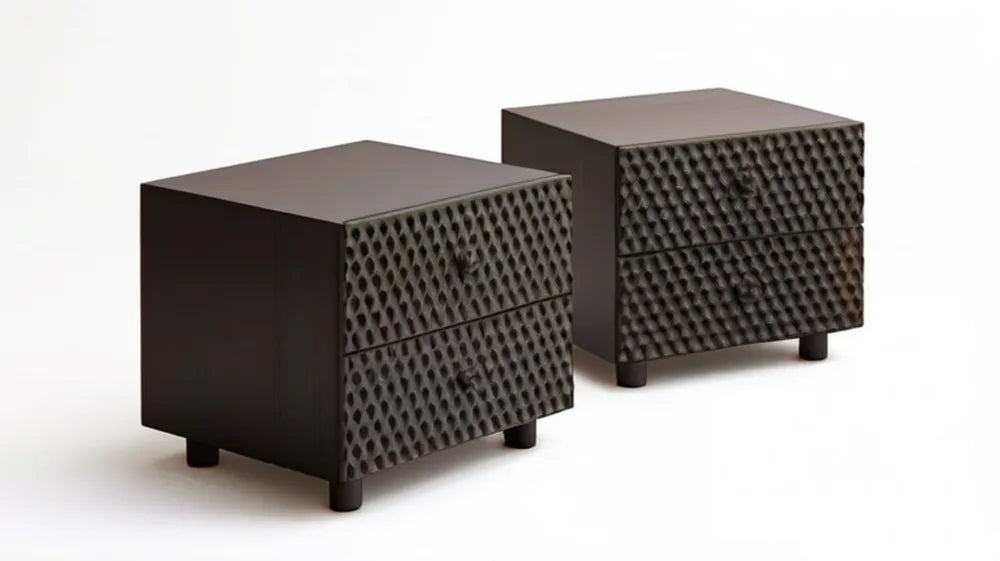 Zestaw 2 ciemnobrązowych szafek nocnych MDF 50 x 40 x 50 cm z 2 szufladami